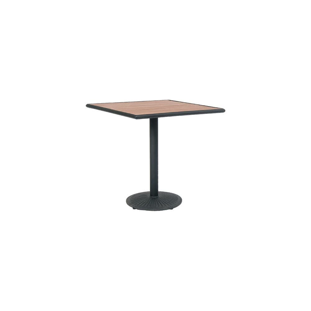 Natural Finish Metal Base with Faux Teak Top