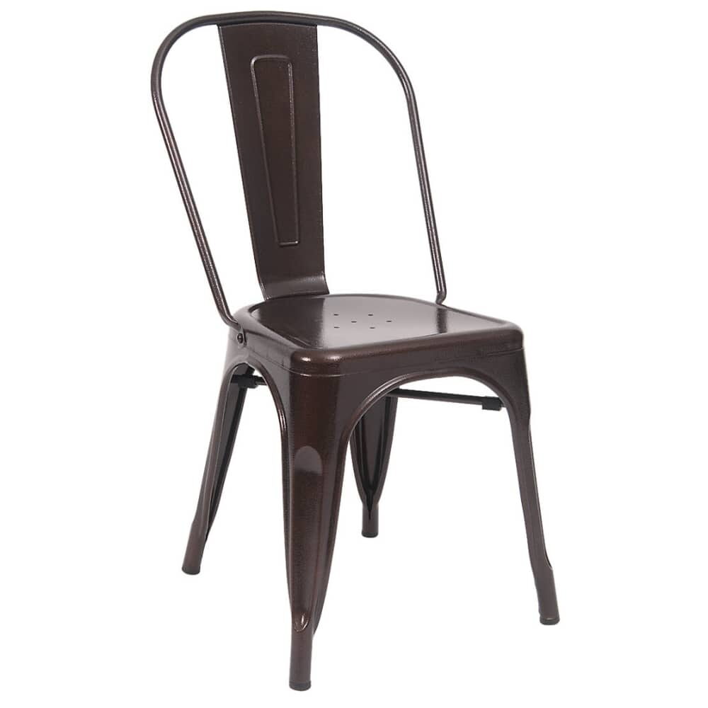 Bistro-Style Chair in Metal with Brown Finish