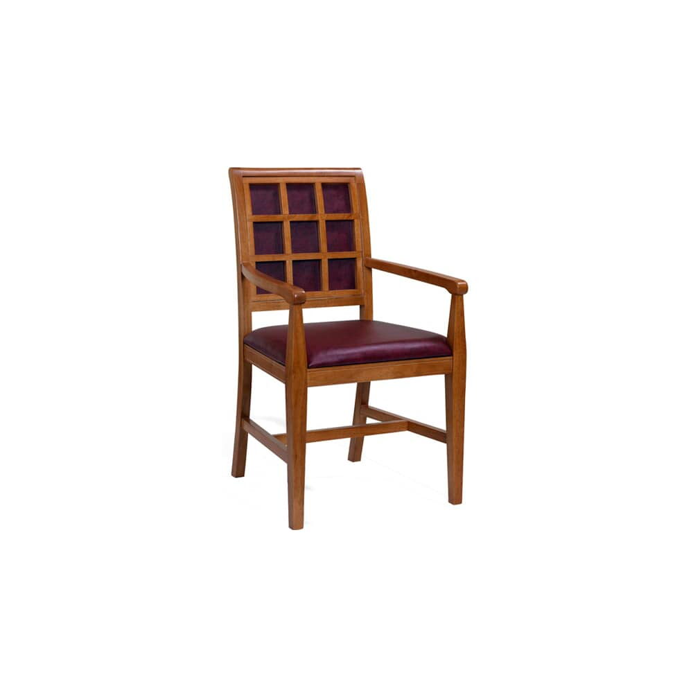 Straight Window-Back Chair in Wood, Fully Upholstered