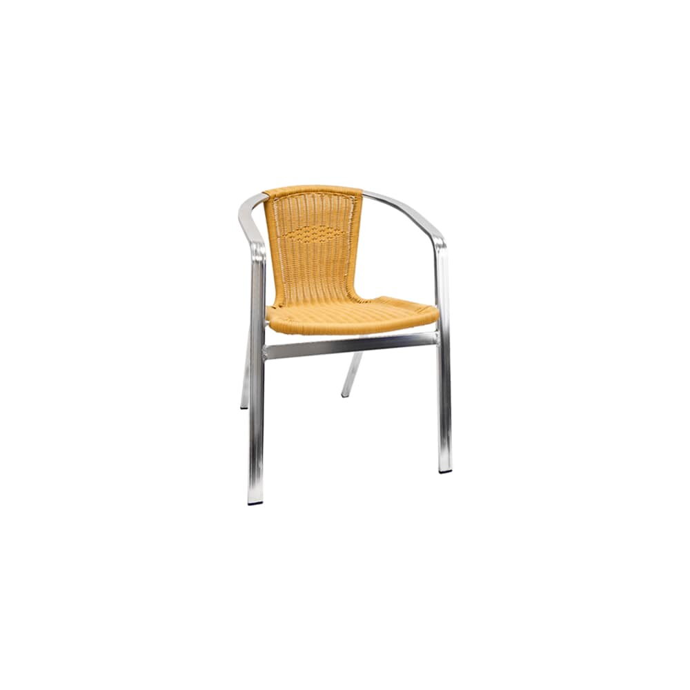 Double Tube Patio Chair in Aluminum and Rattan