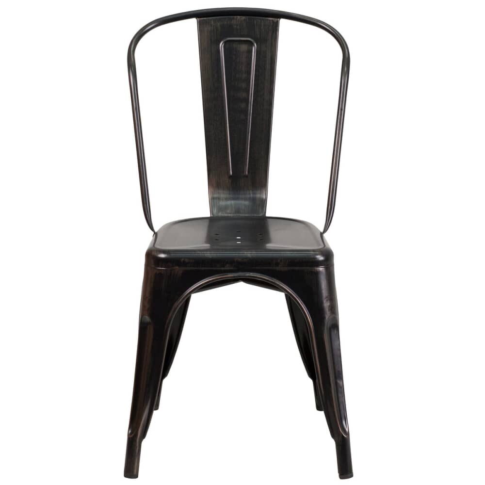 Bistro-Style Chair in Metal with Black-Antique Gold Finish
