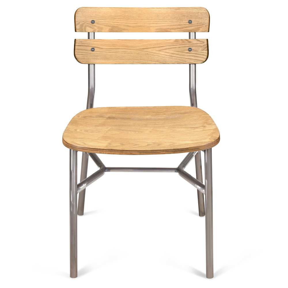 Palmer Slat Back Chair in Metal, Clear Coat Finish