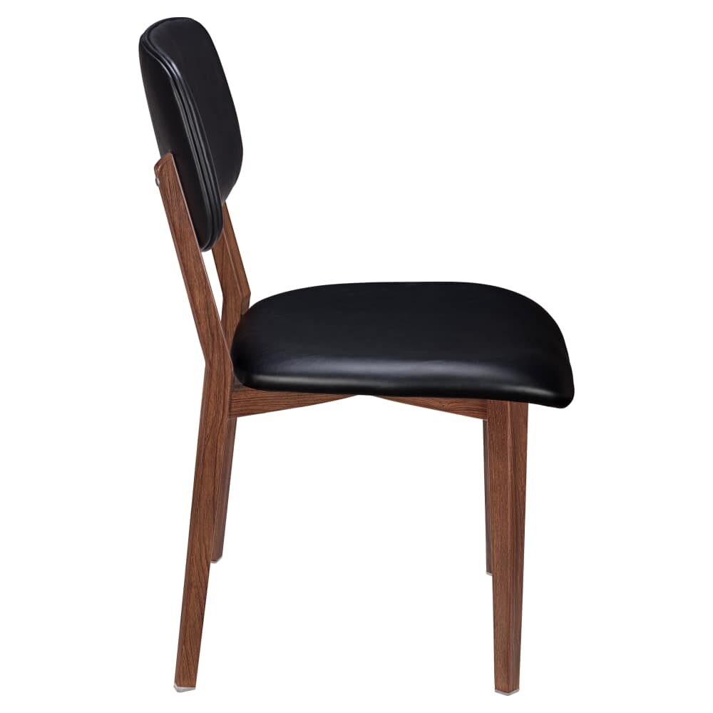 Enzo Metal Chair in Wood Grain with Padded Back