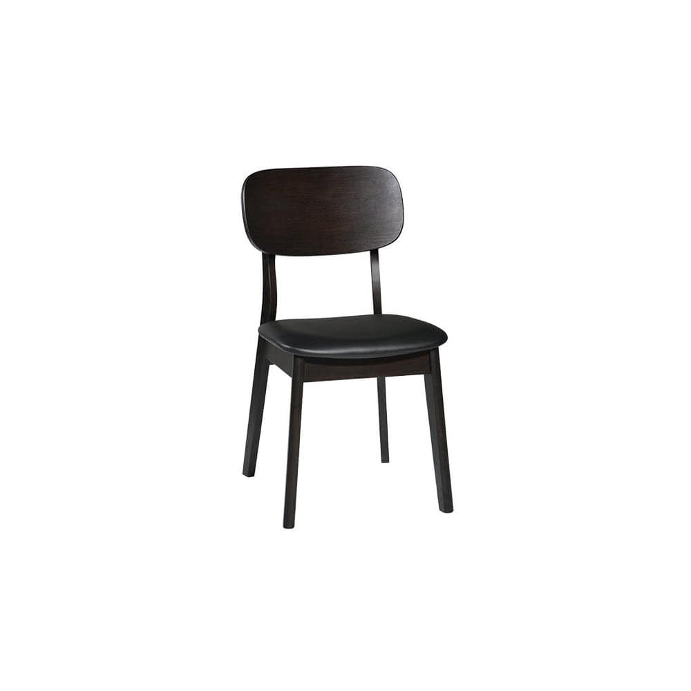 Dark Walnut Chair in Wood with Black Vinyl Seat