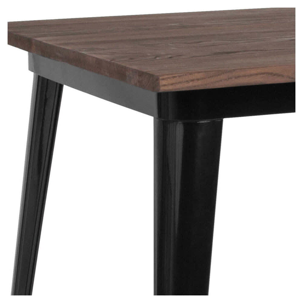 Industrial Table in Black with Dark Walnut Wood Top