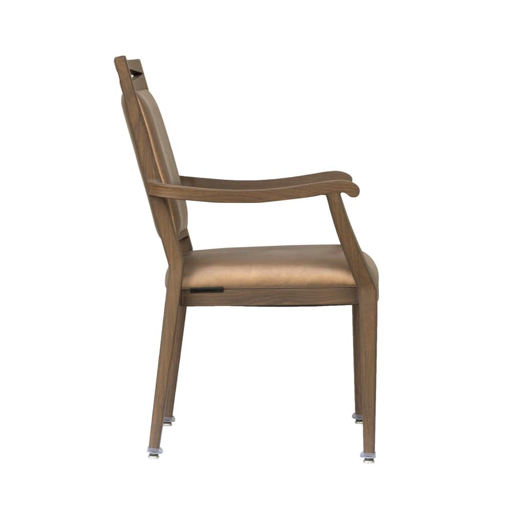 Agnes Wood Grain Armchair in Aluminum