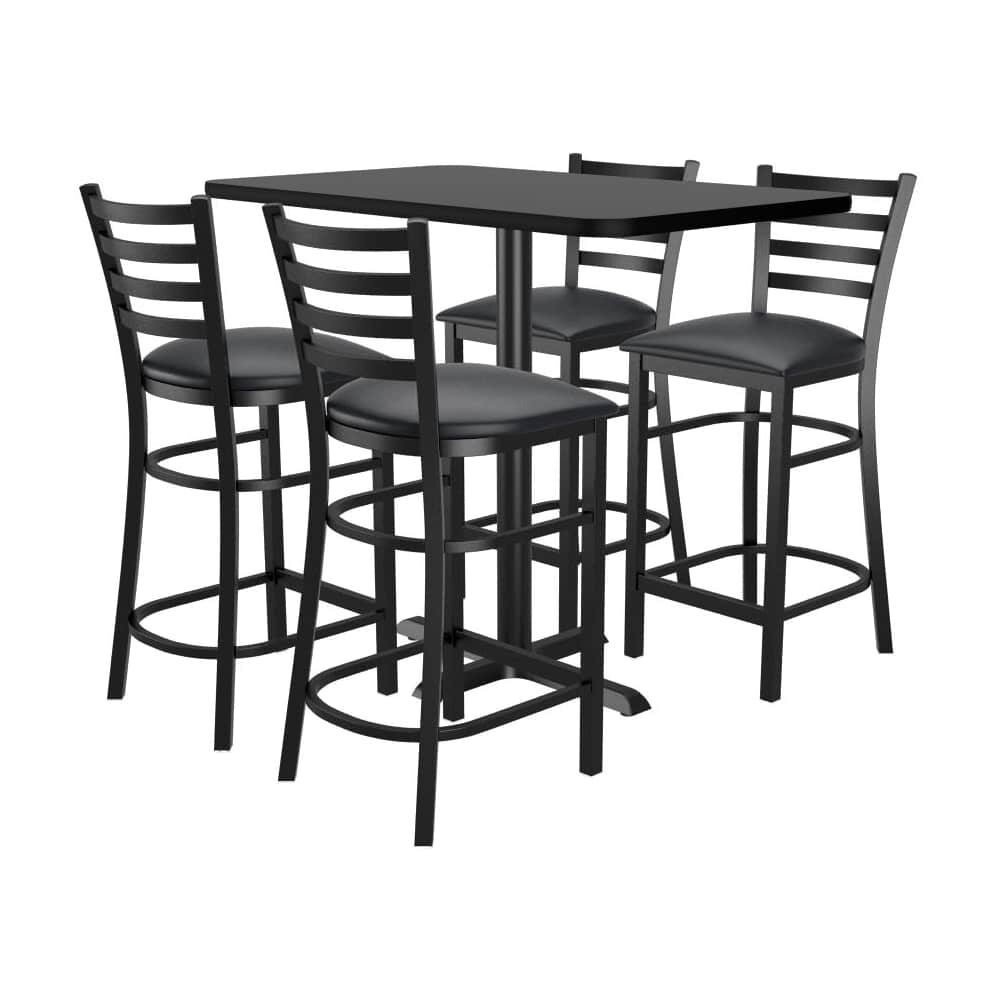 Ladder-Back Metal Bar Stools, Set of 4 with Rectangle Reversible Table