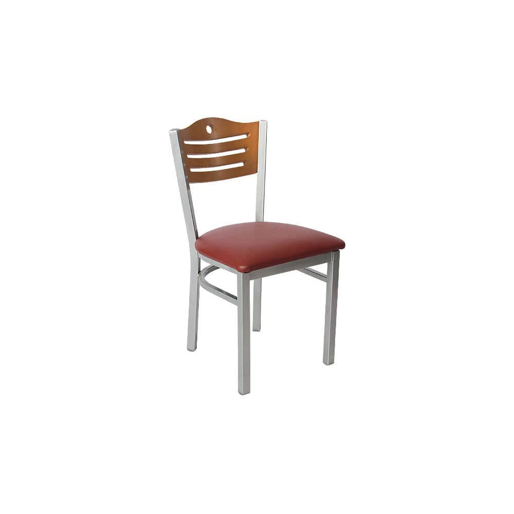 Interchangeable Back Chair in Silver Metal with Slats and Circle