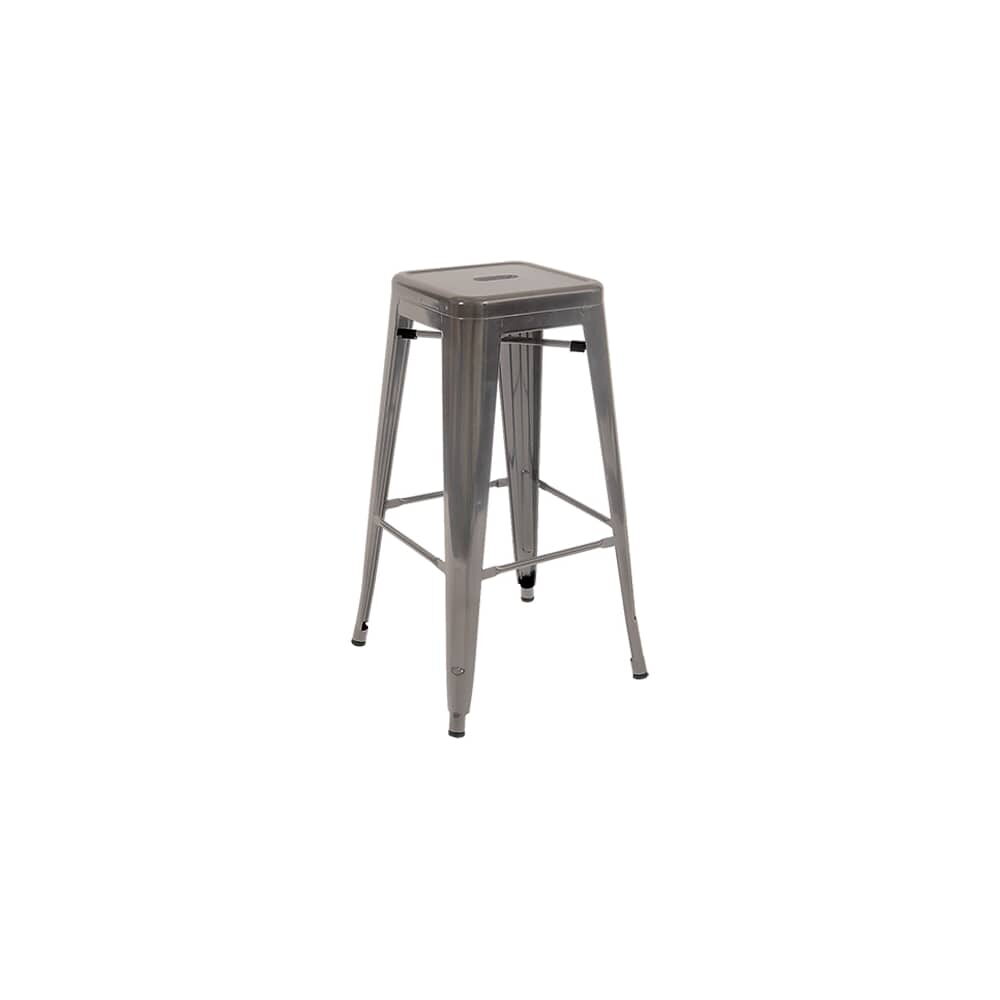 Backless Bar Stool in Clear Finish, Bistro-Style Metal
