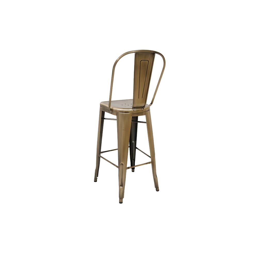 Bistro-Style Bar Stool in Metal with Brass Finish