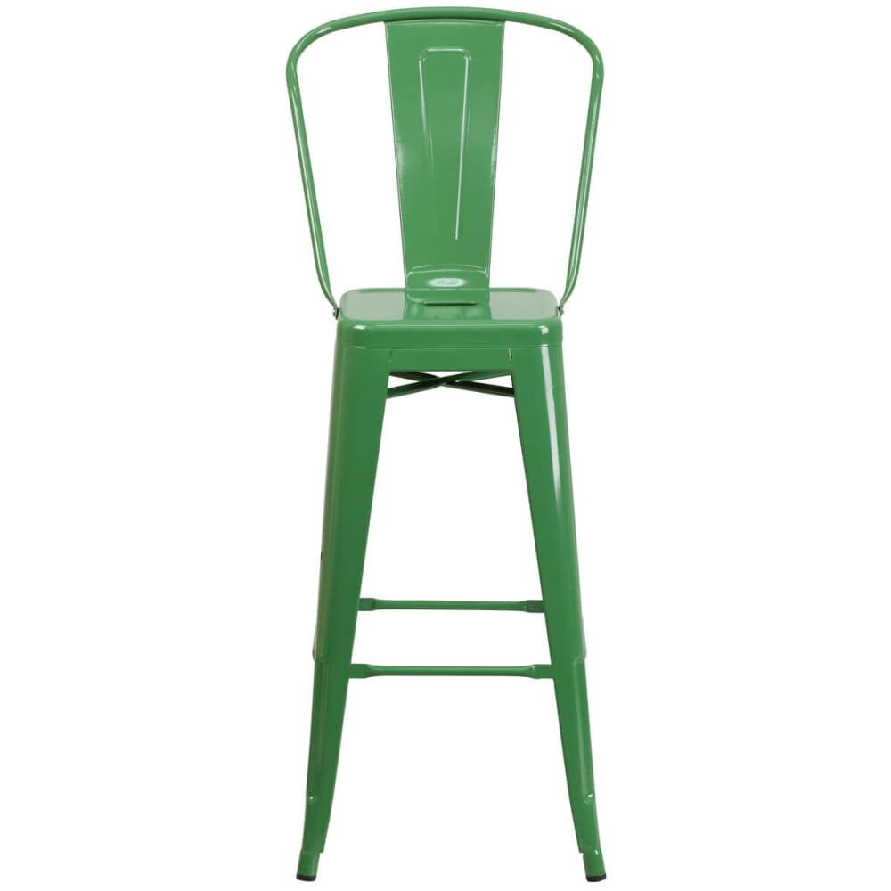 Bistro-Style Bar Stool in Green Metal
