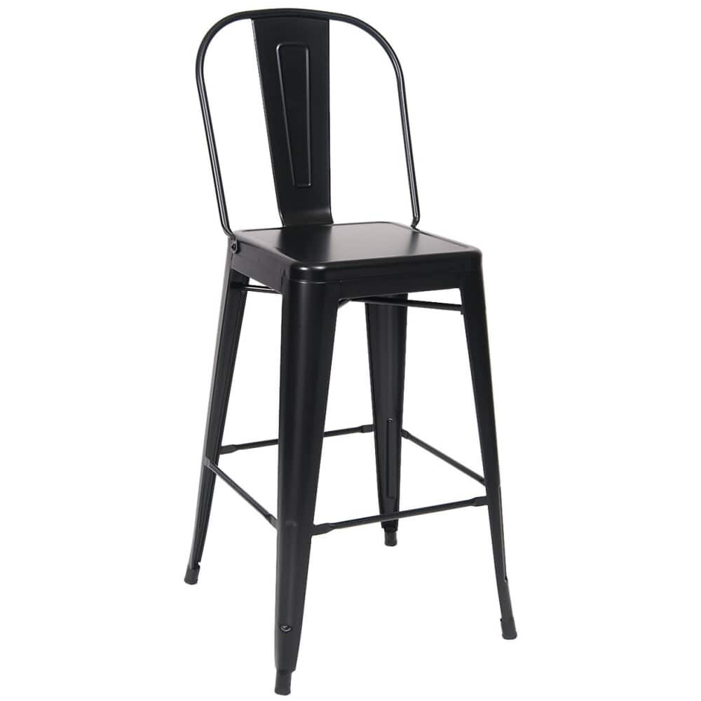 Bistro-Style Bar Stool in Metal with Black Finish