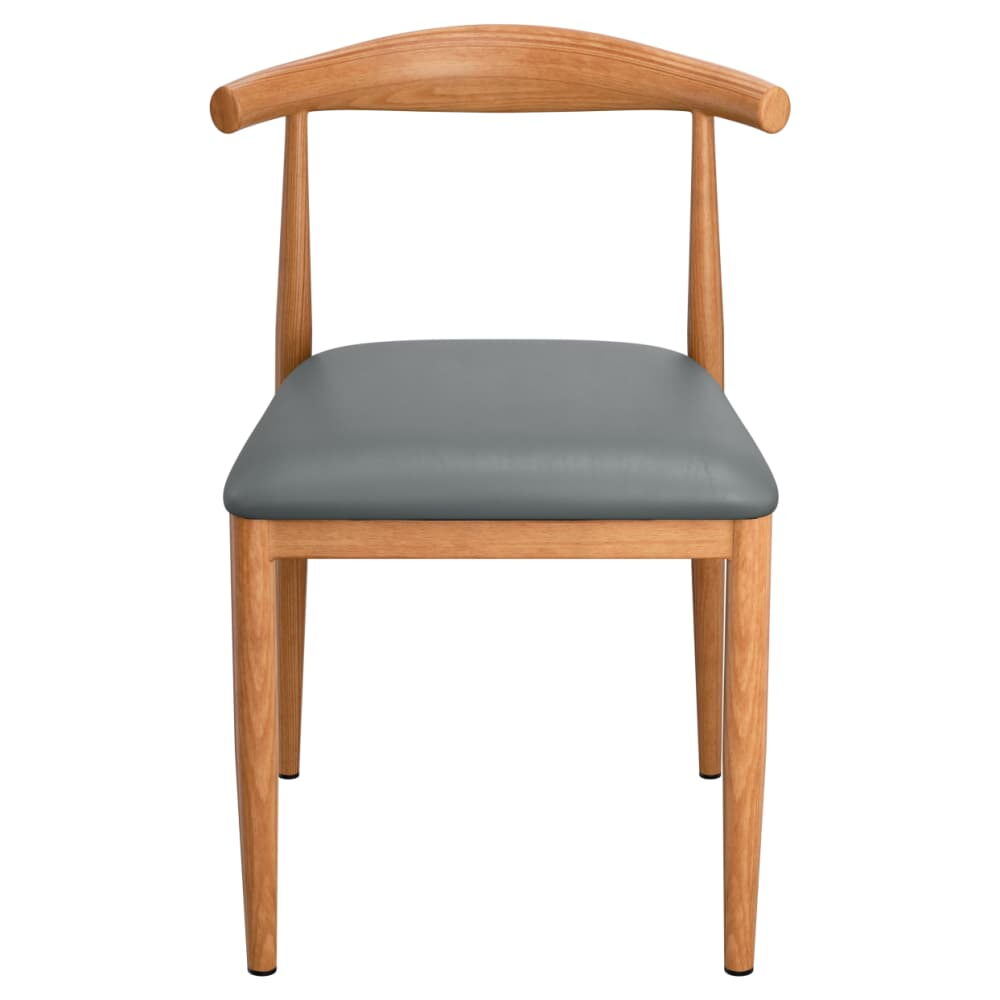 Wood Grain Chair in Metal with Natural Finish and Padded Seat