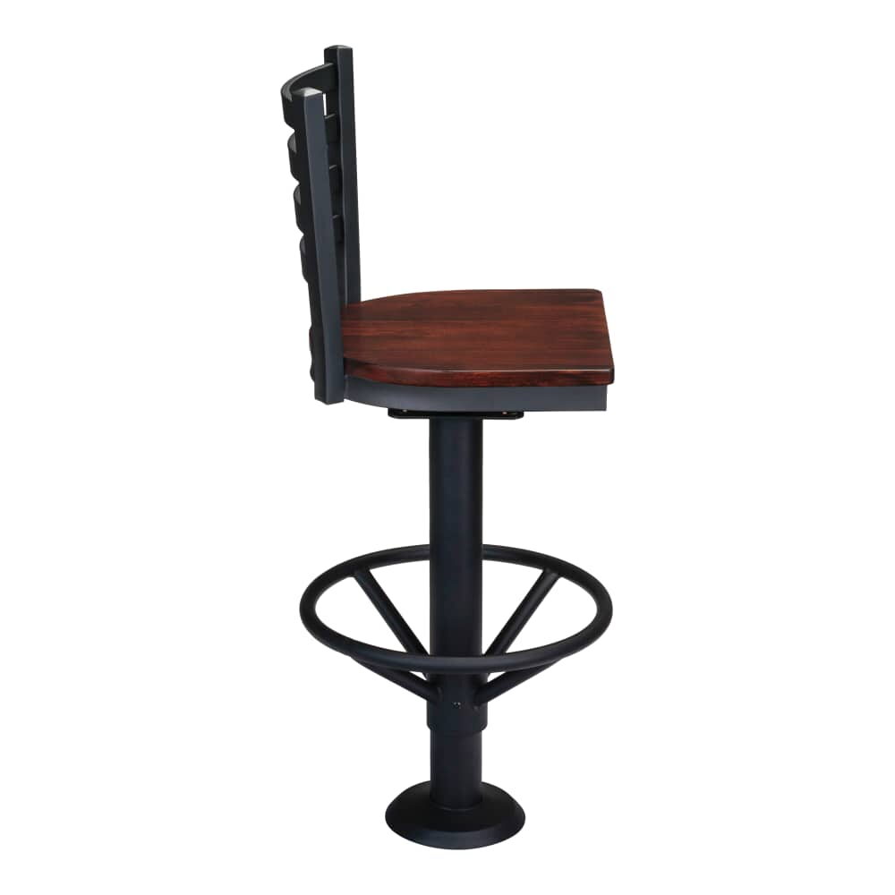 Bolt-Down Swivel Bar Stool in Metal with Ladder-Back