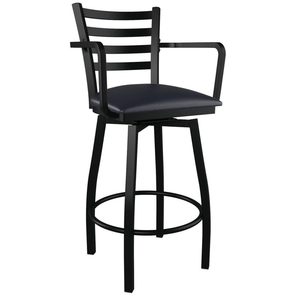 Swivel Ladder-Back Bar Stool in Metal with Arms